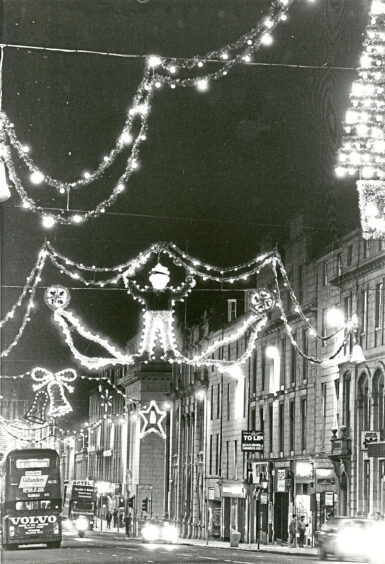 1987 - Christmas lights on Union Street, Aberdeen.
