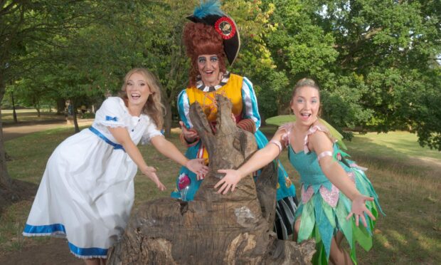 Head straight on to Neverland with Peter Pan, this year's glittering panto at Eden Court in Inverness with Lorenza Michelucci-Dunn as Wendy, Steven Wren as Mrs McSmee and Laura Blair as Tinker Bell. Image: Eden Court
