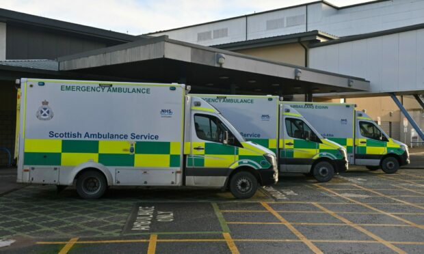 Ambulances at A&E at Aberdeen Royal Infirmary. Image: Kenny Elrick/DC Thomson.