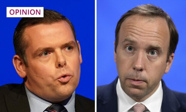 Scottish Conservative leader Douglas Ross (left) and former UK health secretary Matt Hancock have shown their flawed human traits this year (Image: DC Thomson)