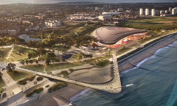 Designs of potential new Dons stadium at Aberdeen beach.