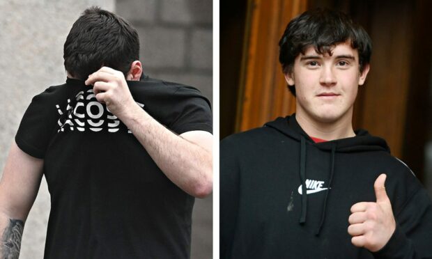 Calvin Gallon, left, and Callum Swaffield, right, outside Aberdeen Sheriff Court. Image: DC Thomson