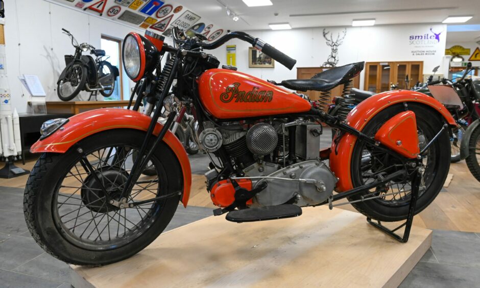 Ex-war department 1942 Indian Scout 500cc with an estimated selling price of £9,000-£12,000. Images: Kenny Elrick/ DC Thomson