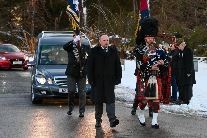 The funeral procession of James 'Jimmy' Clunes at Aberdeen Crematorium.  Picture by Kenny Elrick/DC Thomson     09/12/2022