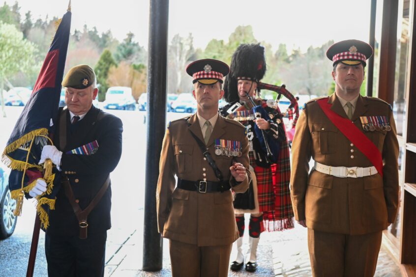 Funeral at Aberdeen Crematorium of James Clunes, former Scots Guard. Picture by Kenny Elrick/DC Thomson.   09/12/2022