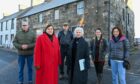 Clan Baird members outside Dower Hotel in New Aberdour.