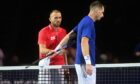 Sir Andy Murray and Dan Evans after their Battle of the Brits - Scotland v England match at P&J Live. Image: Kenny Elrick/DC Thomson