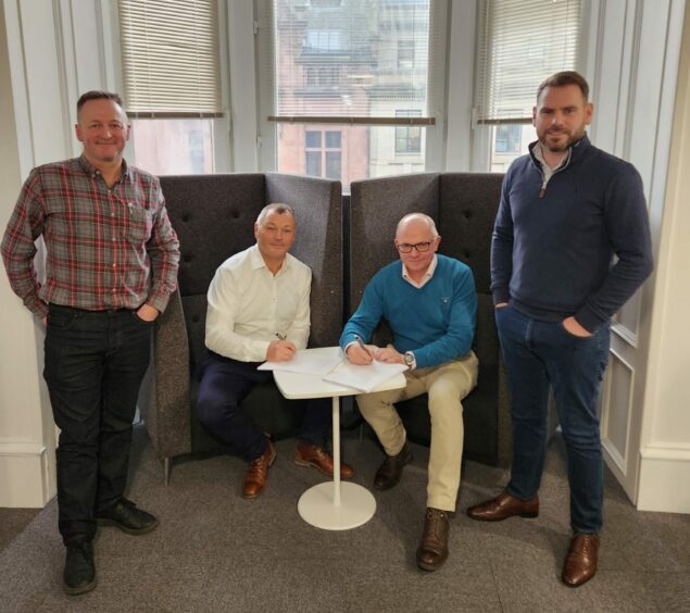 L_R_Stuart McFadyen (co-at Marine Director), Brian Knowles (Modutec MD), Kenny Maciver (co-at Marine Technical Dir) & Chris Andrew (Modutec Ops Dir)