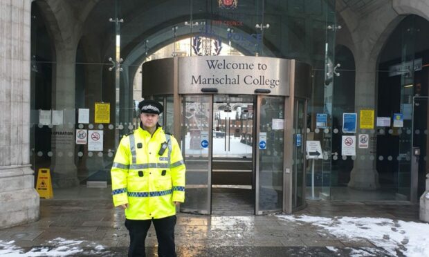 Sergeant Iain Fraser, Safer City Unit, based at Marischal College in Aberdeen. Image: Police Scotland