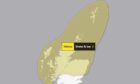 Met Office snow ice warning across northern Scotland for Wednesday until Thursday. Image: Met Office.