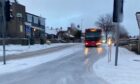 Balgownie Road in Aberdeen has been disrupted by a stuck bus. Lindsay Bruce / DC Thomson.