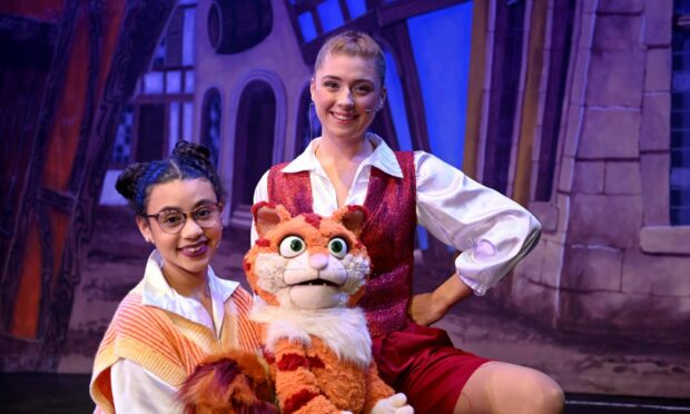 Magic at work with Cara Sutherland playing Dick Whittington and Emmah Chibesakunda performing Garioch the cat in Inverurie Panto's festive treat. All images Paul Glendell/DC Thomson