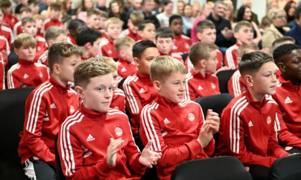 Members of Aberdeen's youth academy celebrated their seasons at Pittodrie last night. Image: Paul Glendell / DC Thomson