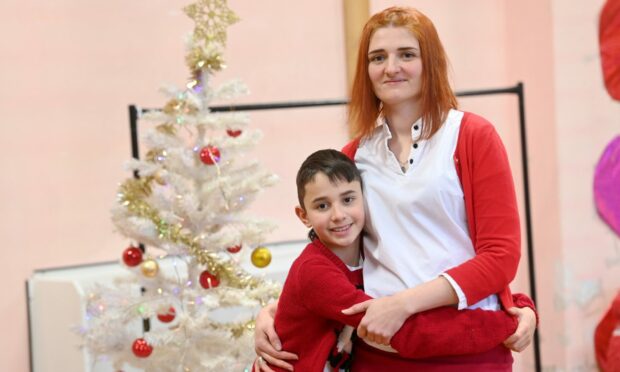 Uliana Shtayn with her son Svyatoslav. Image: Darrell Benns / DC Thomson.