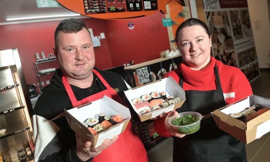 Kamil Luczak and Aldona Fryc of Sushi Inverness, one of the latest businesses to open in the Inverness Victorian Market.