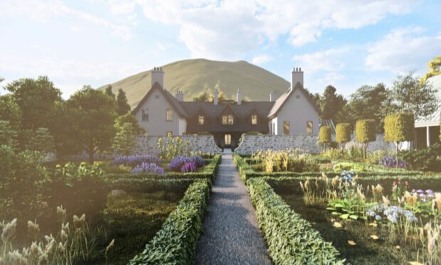 Designers artwork showing how the new lodge style hotel on Auch Estate will look.