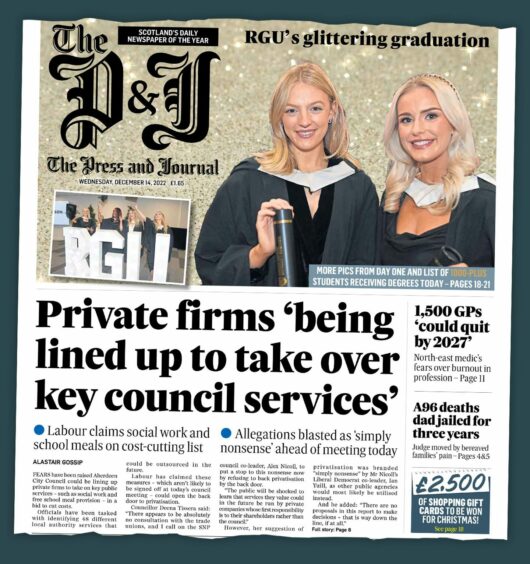 The P&J reported on Unison's concerns about the talks on Aberdeen City Council services in Wednesday's edition.