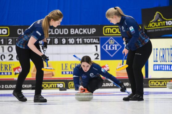 Rebecca Morrison and her team in action at the European Curling Championships 2022, Östersund, Sweden. Image: WCF/Celine Stucki