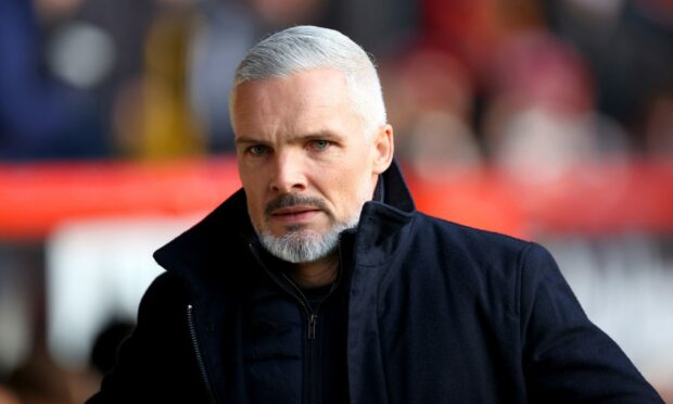 Aberdeen manager Jim Goodwin during the 1-0 loss to Celtic.