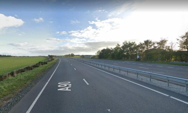 The A90 at Tipperty  has been closed due to a crash. Image: Google Maps.
