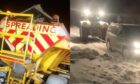 Farmers rescuing people and clearing roads with tractors