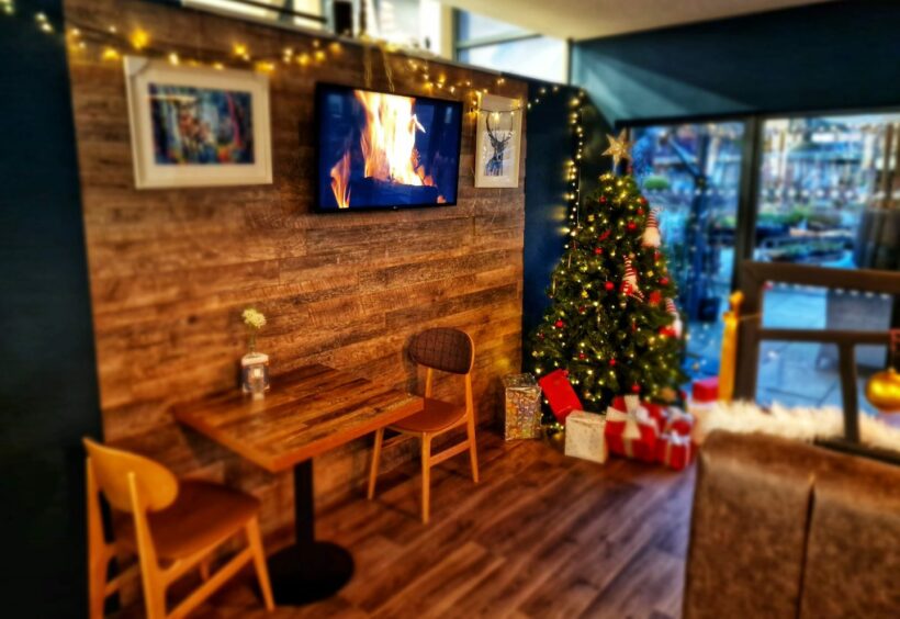 The indoor area at Speyside Centre decorated for Christmas.