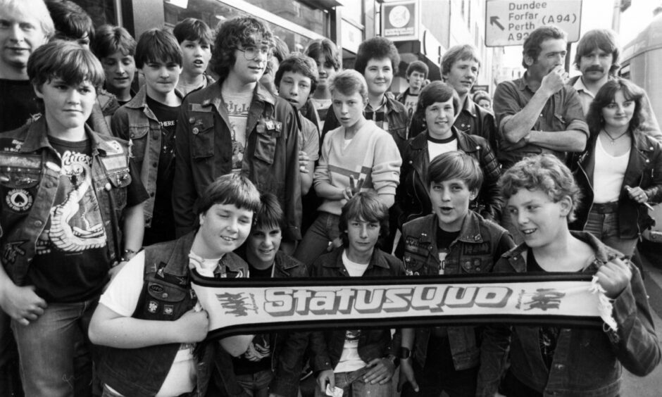 Status Quo fans queue for the group's farewell concert at the Capitol Theatre in 1984. Image: DC Thomson.