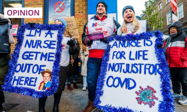 Striking nurses in London on the picket line. It is yet to be confirmed if similar action will be avoided in Scotland (Image: Guy Bell/Shutterstock)