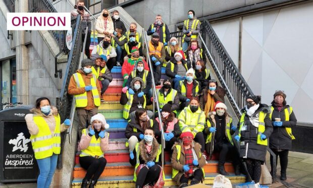 Volunteers from Street Friends pose for a photo in Aberdeen city centre (Image: Street Friends)