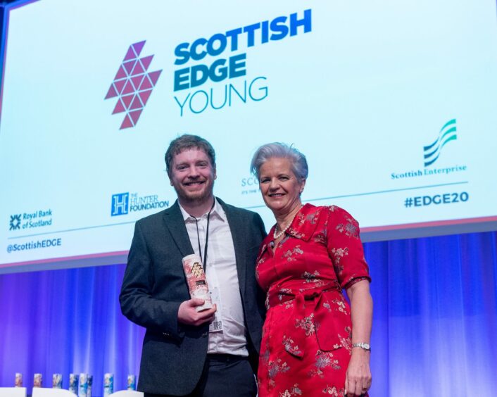 The Habitat People won £10,000. (L-R) David Hunter with Margaret Gibson OBE. Image: Muckle Media. Sandy Young Photography.
