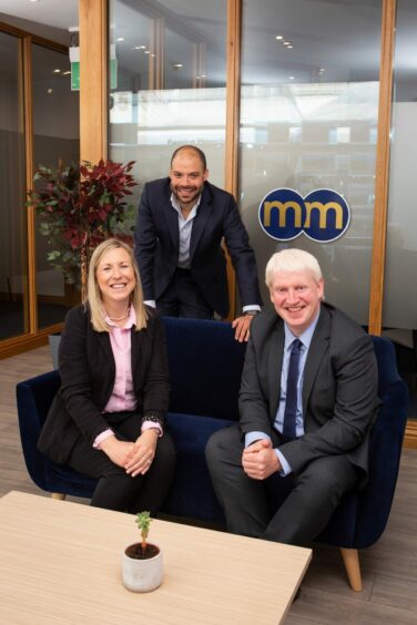 (L-R) Tweed Wealth Management co-founder and managing director Alison Welsh, Tweed Wealth Management co-founder and CEO Chris Tweed, Macleod & MacCallum joint MD Peter Mason.