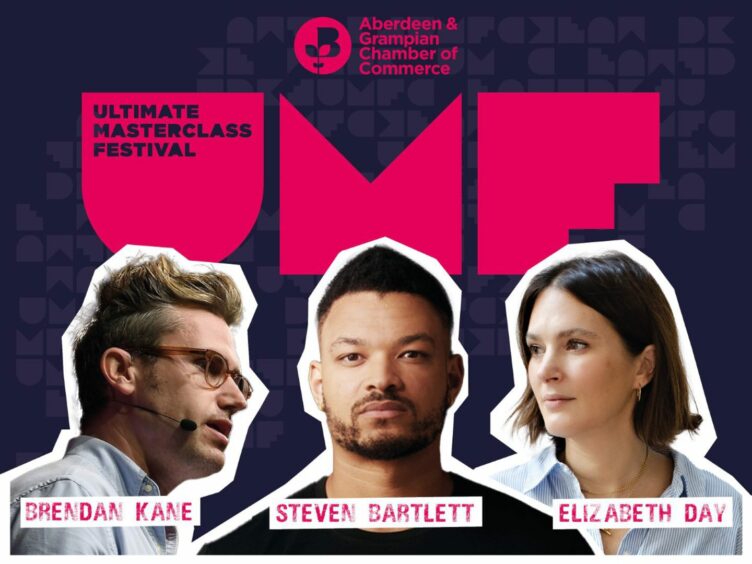 poster for Aberdeen and Grampian CHamber of commerce event called the Ultimate Masterclass Festival