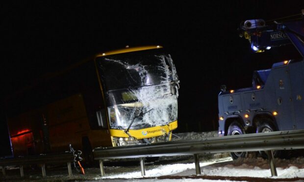 A Citylink bus was involved in a crash with a lorry on the A90 near Stonehaven. Picture: Wullie Marr/DC Thomson