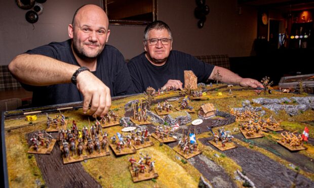 Carlos Pestana and Sholto Humphries with the Battle of Craibstone model. Image: Wullie Marr / DC Thomson