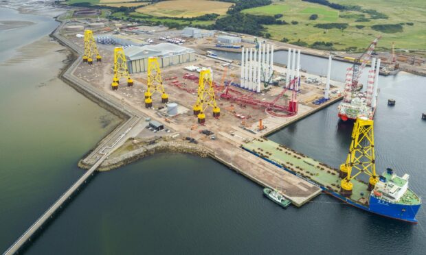 Aerial view of the Nigg Oil Terminal in the Cromarty Firth.