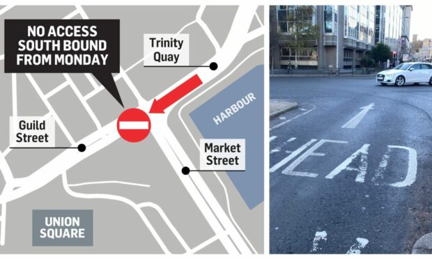 The changes to Guild Street will take place from Monday December 19. Images: Aberdeen City Council/DC Thomson.