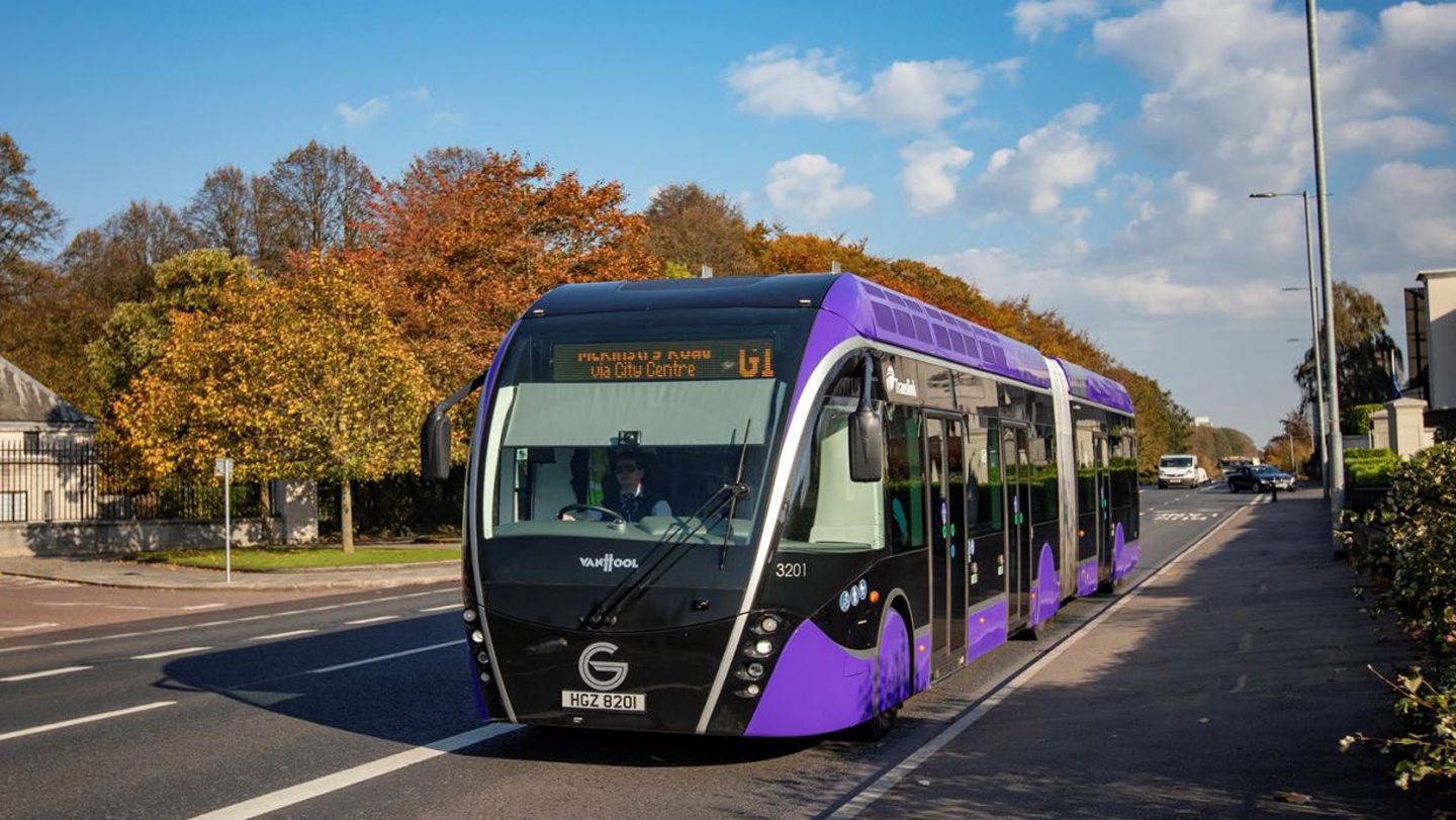 A Belfast Glider vehicle on a road. 