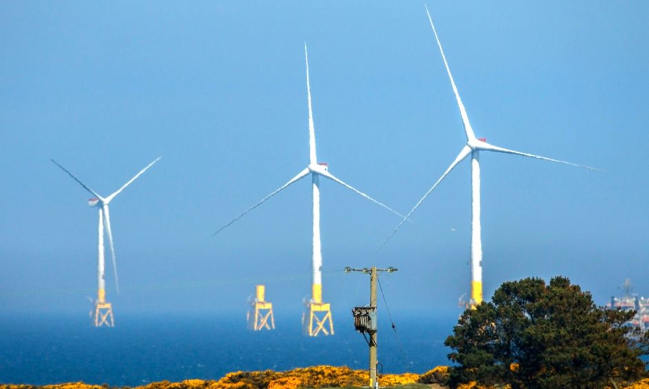 Wind farm installation off the coast of Aberdeen. 