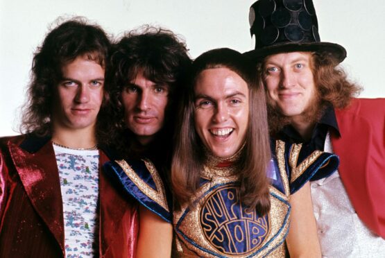 Festive favourites Slade - Noddy Holder, Dave Hill, Jimmy Lea and Don Powell - pictured in 1973. Image: Roger Bamber/Shutterstock.