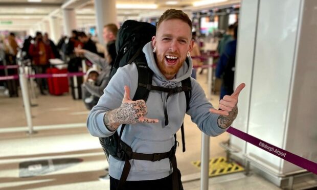 Kieran Angus at Edinburgh Airport on the day he departed for Thailand. Image: Donna Angus.