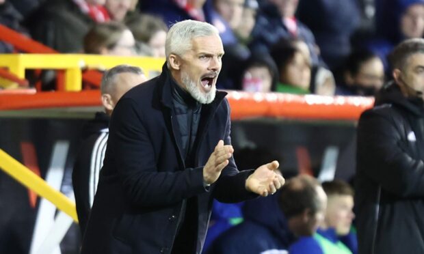 Jim Goodwin during his time in charge of Aberdeen. Image: Shutterstock.