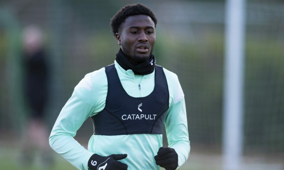 Nohan Kenneh training with Hibernian. 