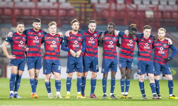The Ross County players during the shootout against Hamilton. Image: SNS.
