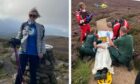 Marion Singleton successfully finished her walk up Bennachie after previously needing to be airlifted off the hill. Image: Scotland's Charity Air Ambulance.