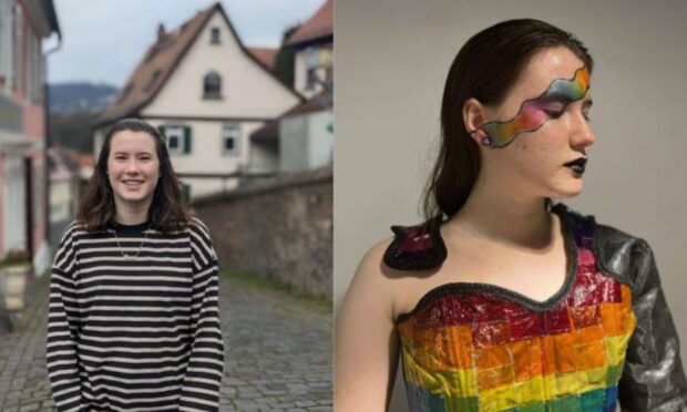 Orla Ni Eadhra faced a backlash for her rainbow dress and make-up in Abu Dhabi. Image: Elissa Hunter-Dorans.