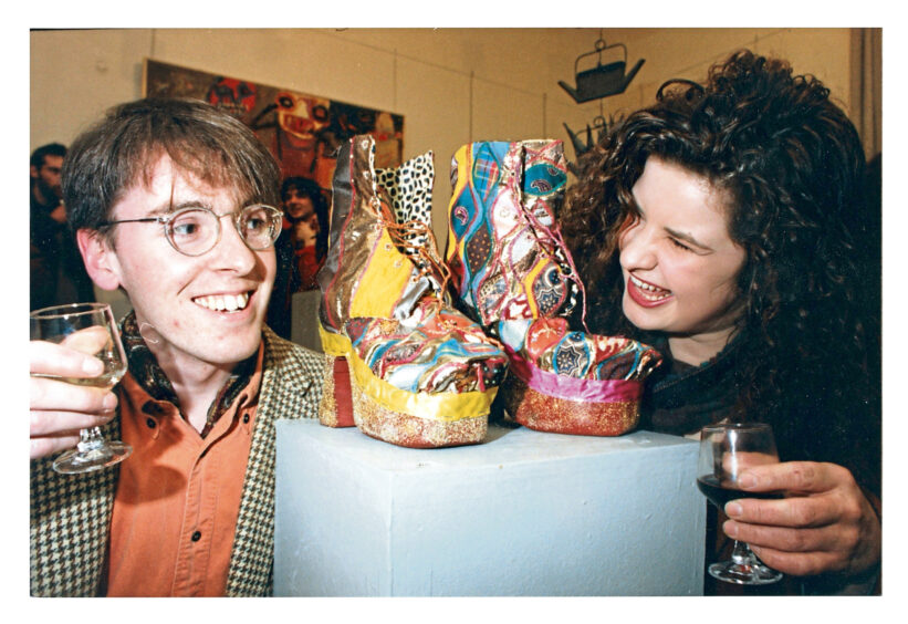 1992 - Co-ordinators Simon Cowan and Claire Broadfoot look over some of the items at the Gray’s School of Art exhibition.
