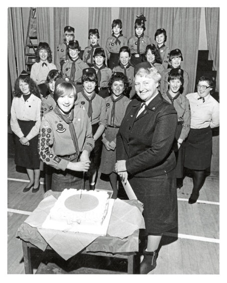 1984 - Girl Guides Patrol Leader Tracy Smith, 14, being presented with her Queen's Guide certificate by District Commisioner for Albyn Girl Guides Miss Jean Park.