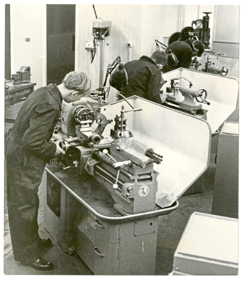 1967 - Apprentices turning lathes in the training section of John M Hendersons.