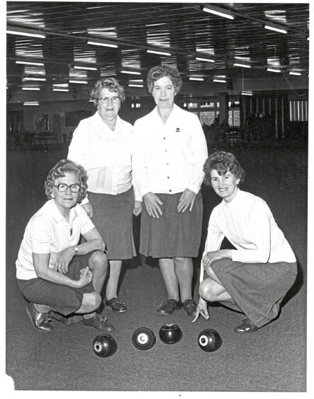 1979 - Edith Stewart, Liz Stewart, Amy Sangster and Kathleen Carsey who played for Scotland.