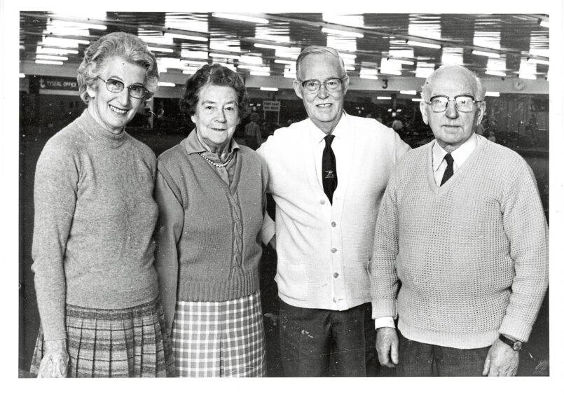 1985 - The Woodend I team of Doris Keaton, Sis Wood, Eric Dix and Douglas Gordon.